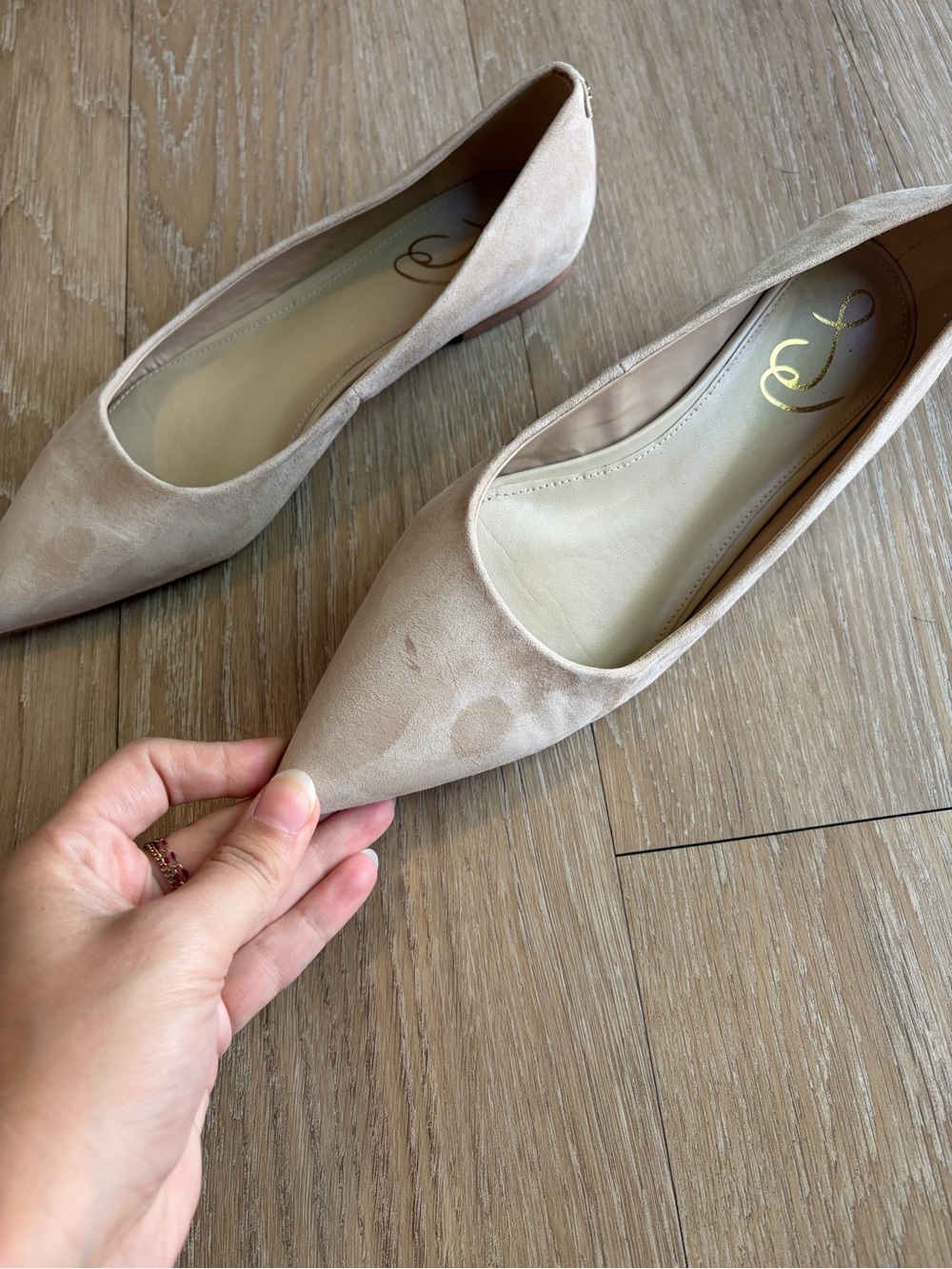 Sam Edelman Suede Pointed-Toe Flats in Beige - Picture 8 of 10